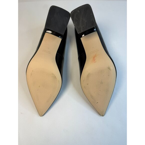 Zara Basic Collection Women Size 7.5 Black Leather Block Heel Pumps Modern Dress - Picture 10 of 13